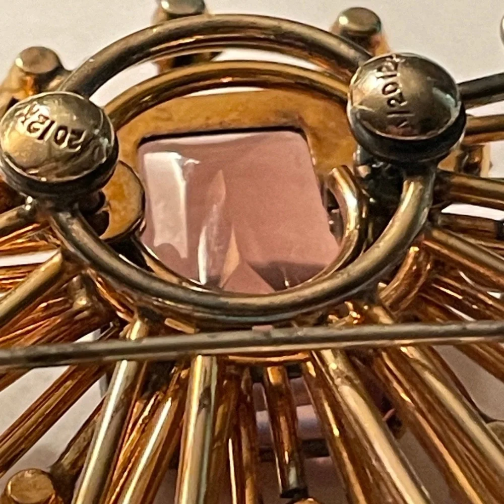 1920s Art Deco Gold Filled Brooch Pendant – Amethyst-Colored Stone – Estate Find - Picture 12 of 17